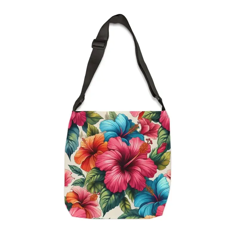 Hibiscus Tote Bag with Adjustable Straps and Secure Zip