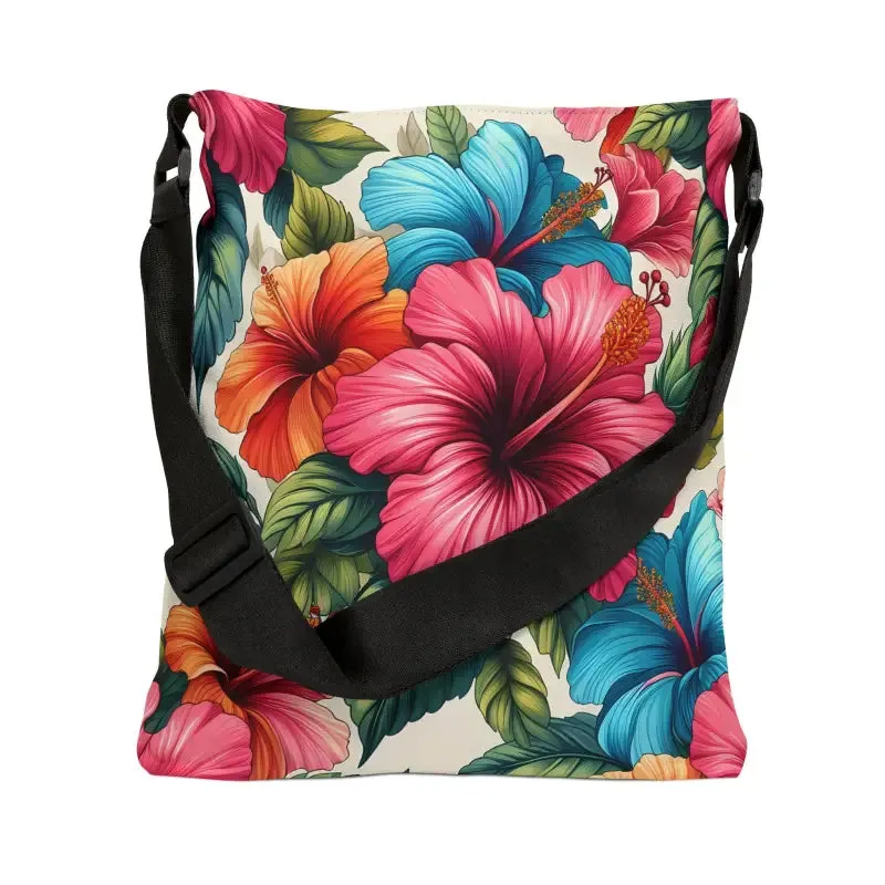 Hibiscus Tote Bag with Adjustable Straps and Secure Zip