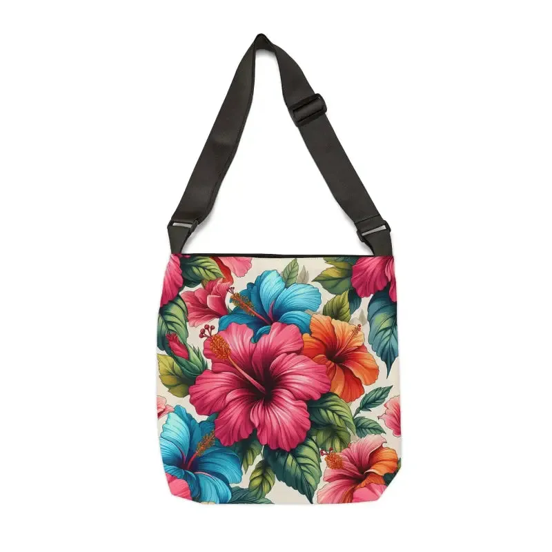 Hibiscus Tote Bag with Adjustable Straps and Secure Zip