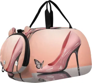High Heel Youth Sports & Travel Duffle Bag with Shoe Compartment,Waterproof Gym Bag for Girls and Boys (Overnight Essentials Organizer)