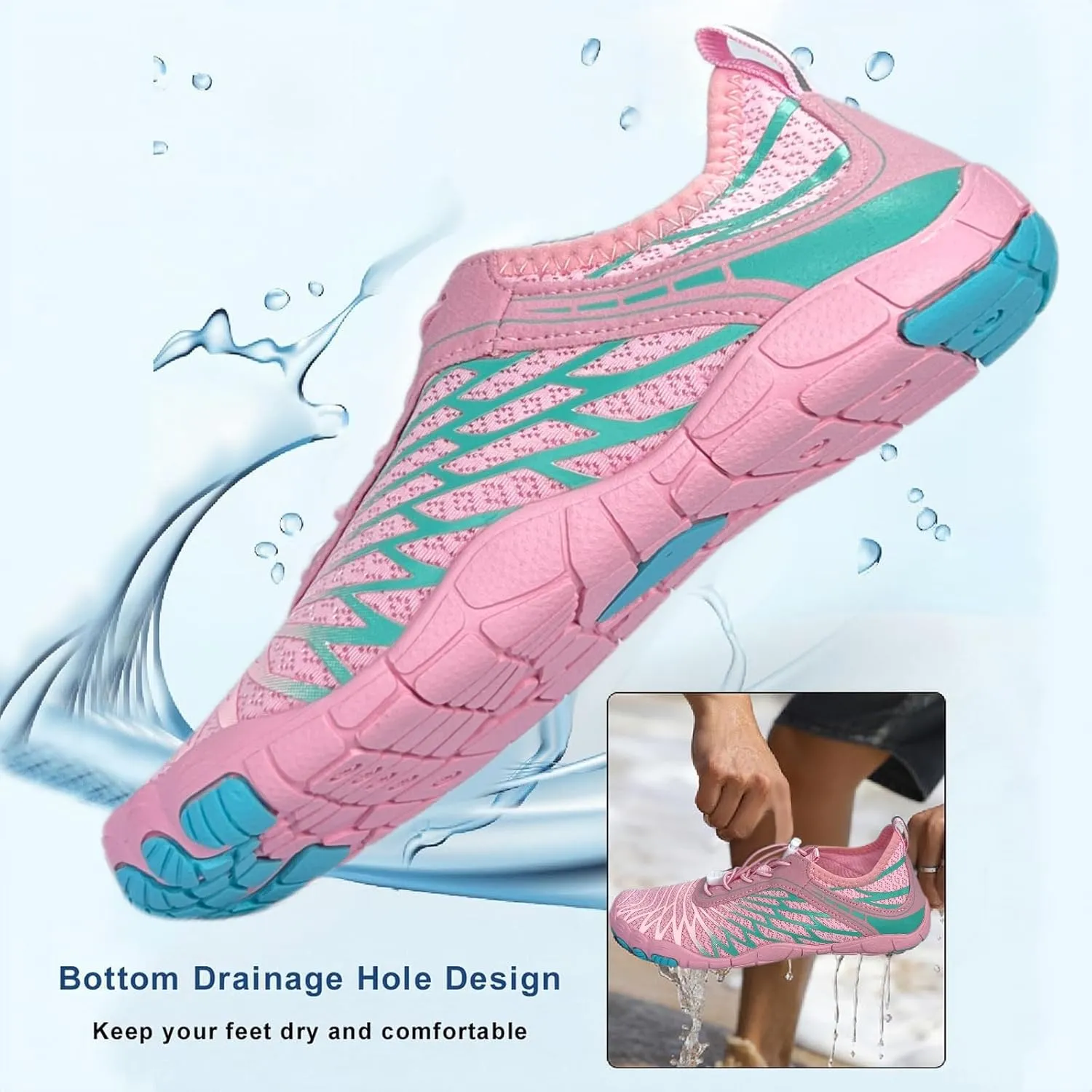 Hike Barefoot Shoes for Women Men with Wide Toe Box, Healthy & Non-Slip Breathable Barefoot Water Shoes Beach Pool Aqua Swim Surf Hiking Walking Shoes