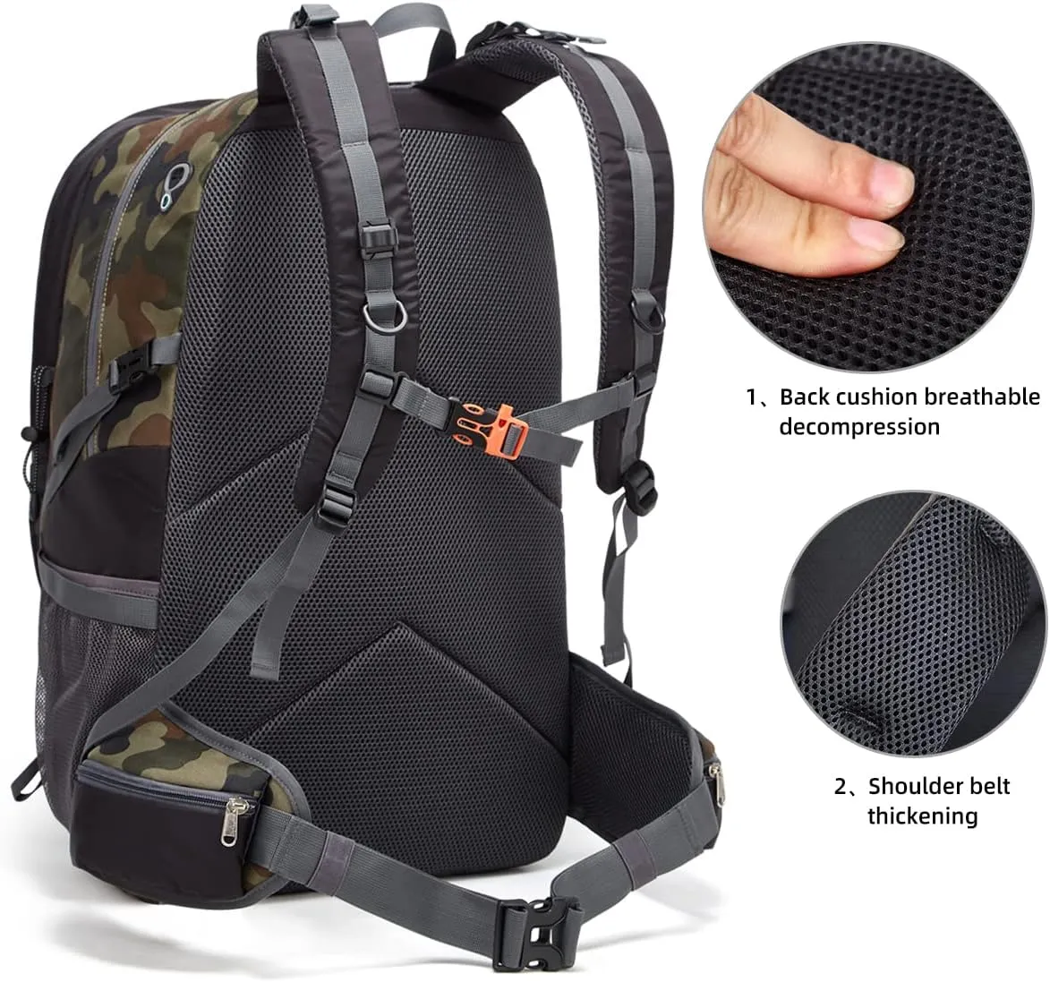 Hiking Backpack 40L Waterproof Hiking Daypack with Rain Cover, Outdoor Trekking Travel Backpacks for Men Women