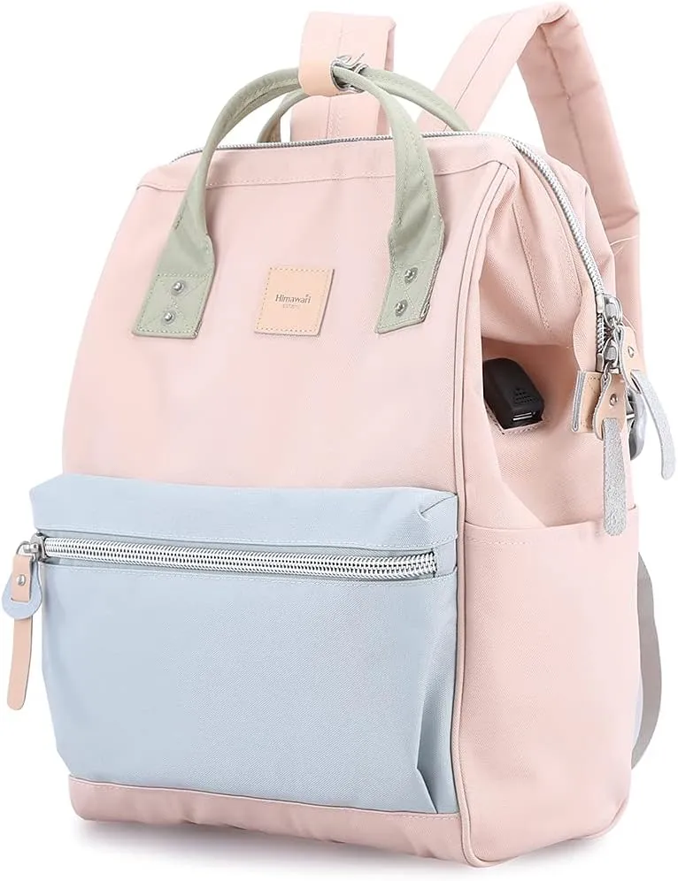 himawari Laptop Backpack for Women&Men Travel Backpack With USB Charging Port Large Business Bag Water Resistant College Bag Computer Bag Doctor Bag (1881-Pink/blue, Regular)