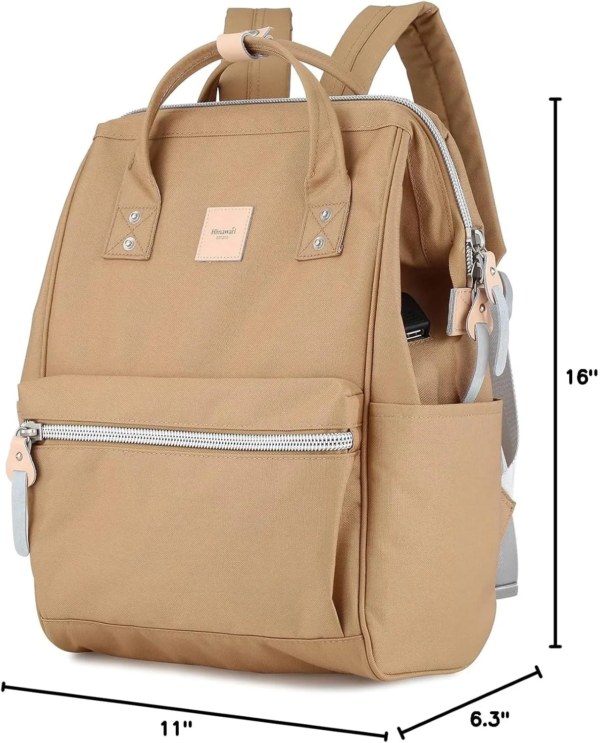 himawari Laptop Backpack for Women&Men Travel With USB Charging Port Large Business Bag Water Resistant College Computer Doctor (1881-Camel, Regular)