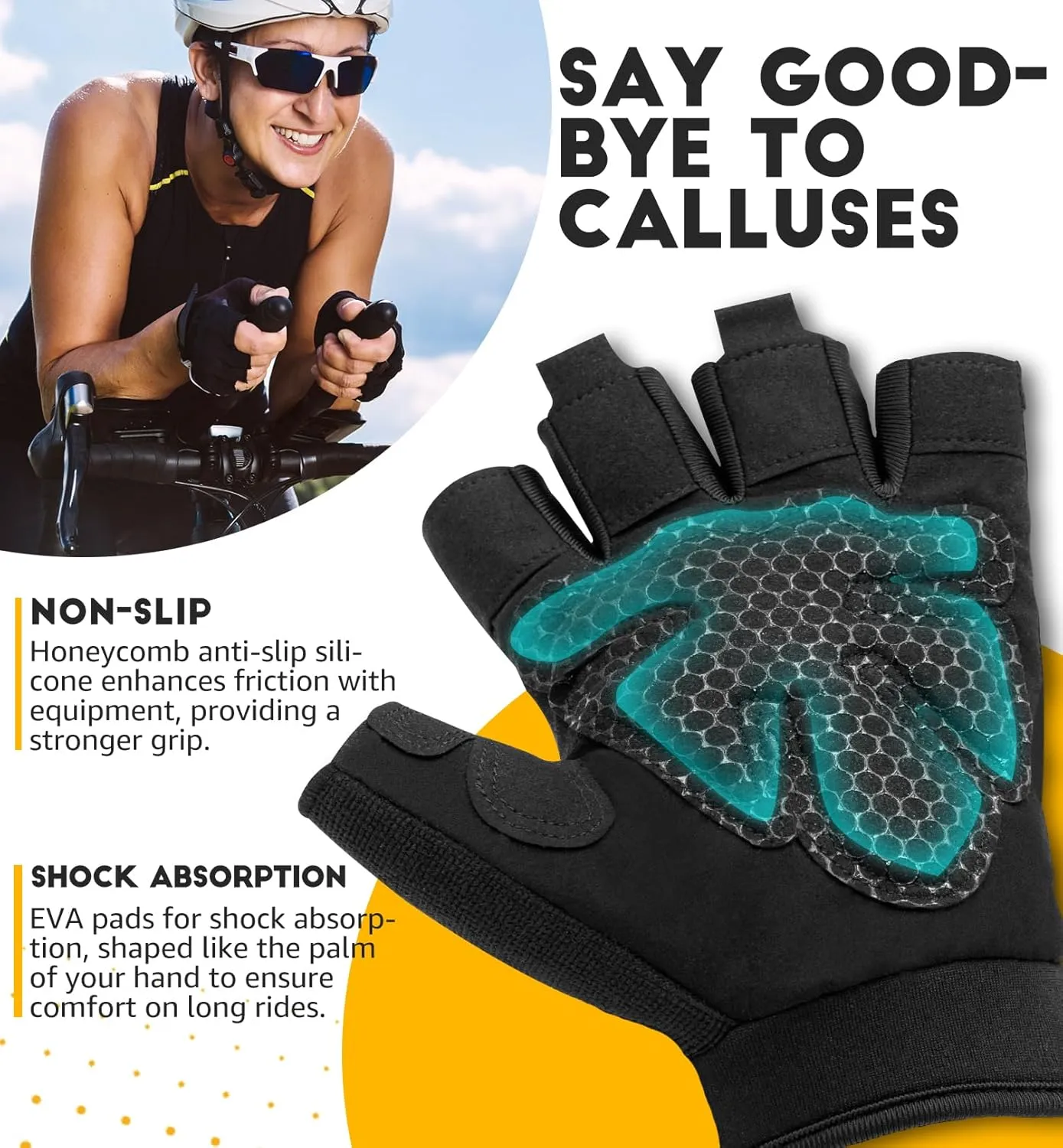 HiRui Workout Gloves for Men Women Kids, Ventilated Exercise Gloves Cycling Gloves with Full Palm Silicone Padding for Fitness Tennis Weightlifting Gym Training