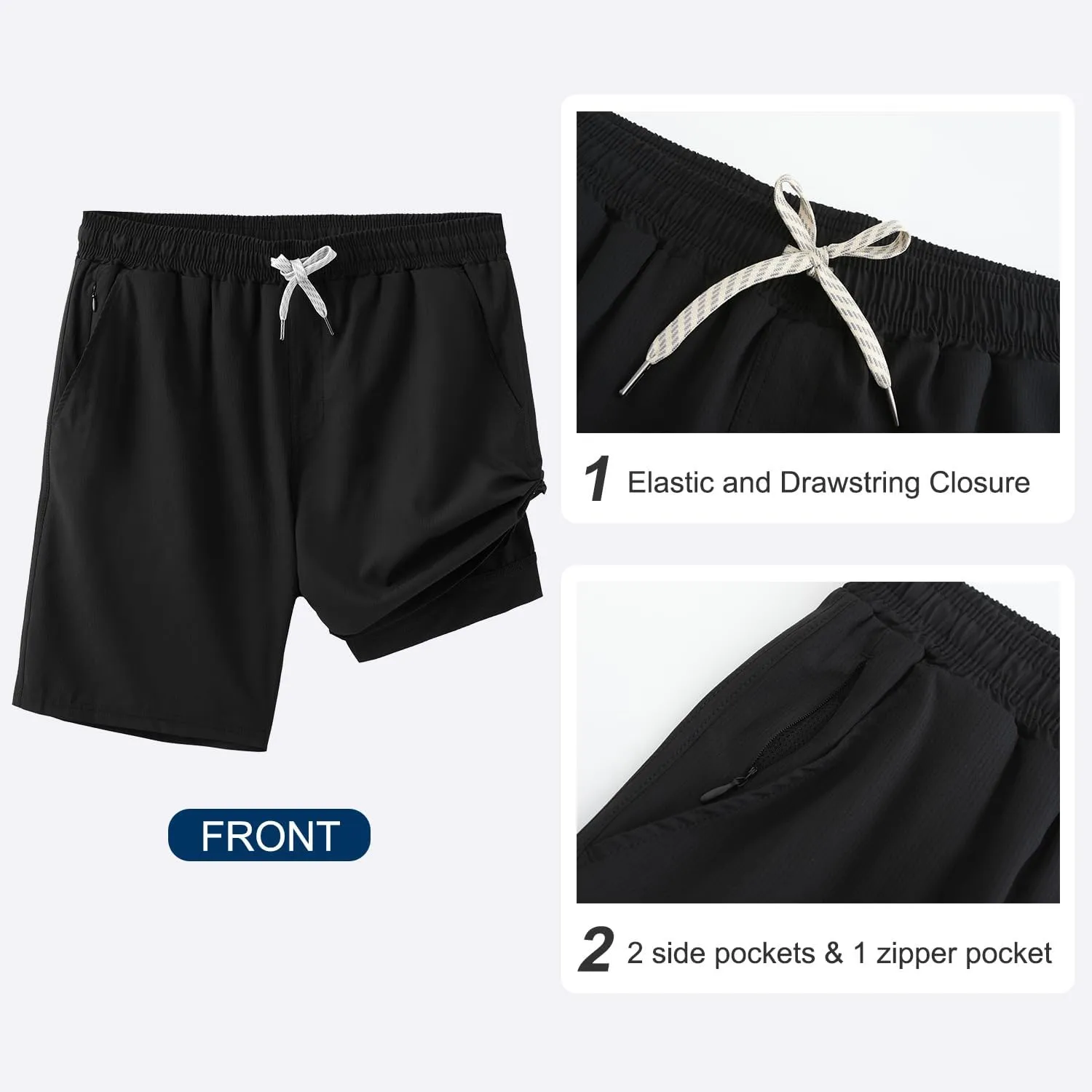 HODOSPORTS Mens Swim Trunks with Compression Liner 9 Inch Quick Dry Swim Shorts with Pockets Swim Suit