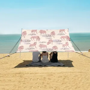 Horse Beach Canopy Tent Anti-UV & Wind Resistant, Western Camping Sun Shelter Easy Setup Portable,Outdoor Shade Tents with Sandbags,Sand Shovels,Ground Pegs & Stability Poles