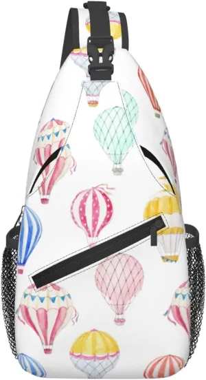 Hot Air Balloon Pattern Men'S Chest Bag Sling Backpack Crossbody Shoulder Bag Travel Hiking Daypack