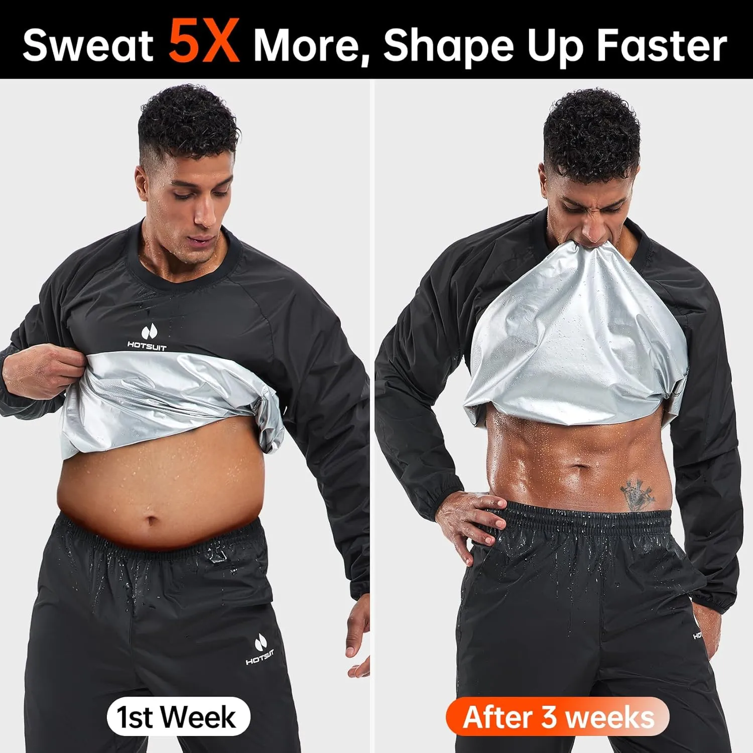 HOTSUIT Men Sauna Suit Sweat Suits Durable Gym Exercise Workout Jacket