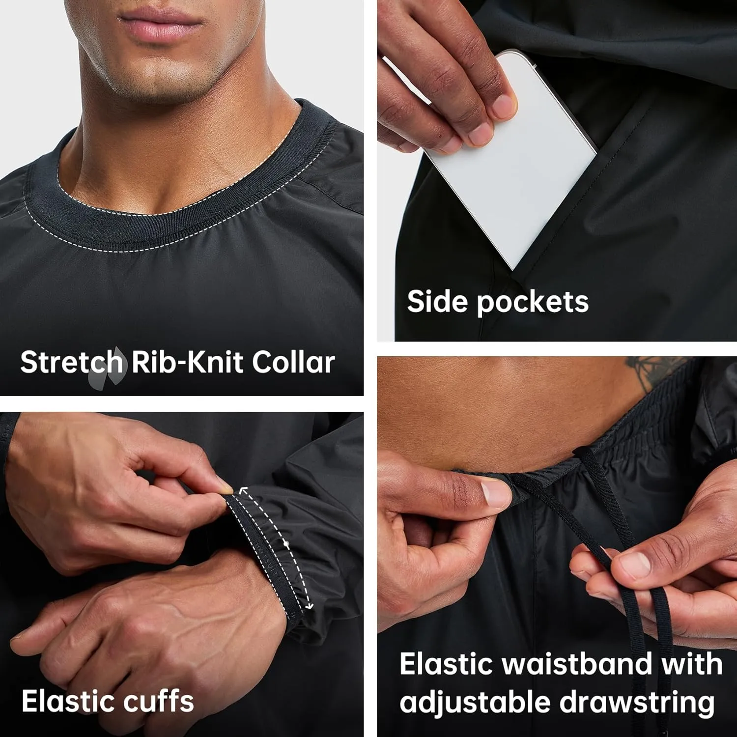 HOTSUIT Men Sauna Suit Sweat Suits Durable Gym Exercise Workout Jacket