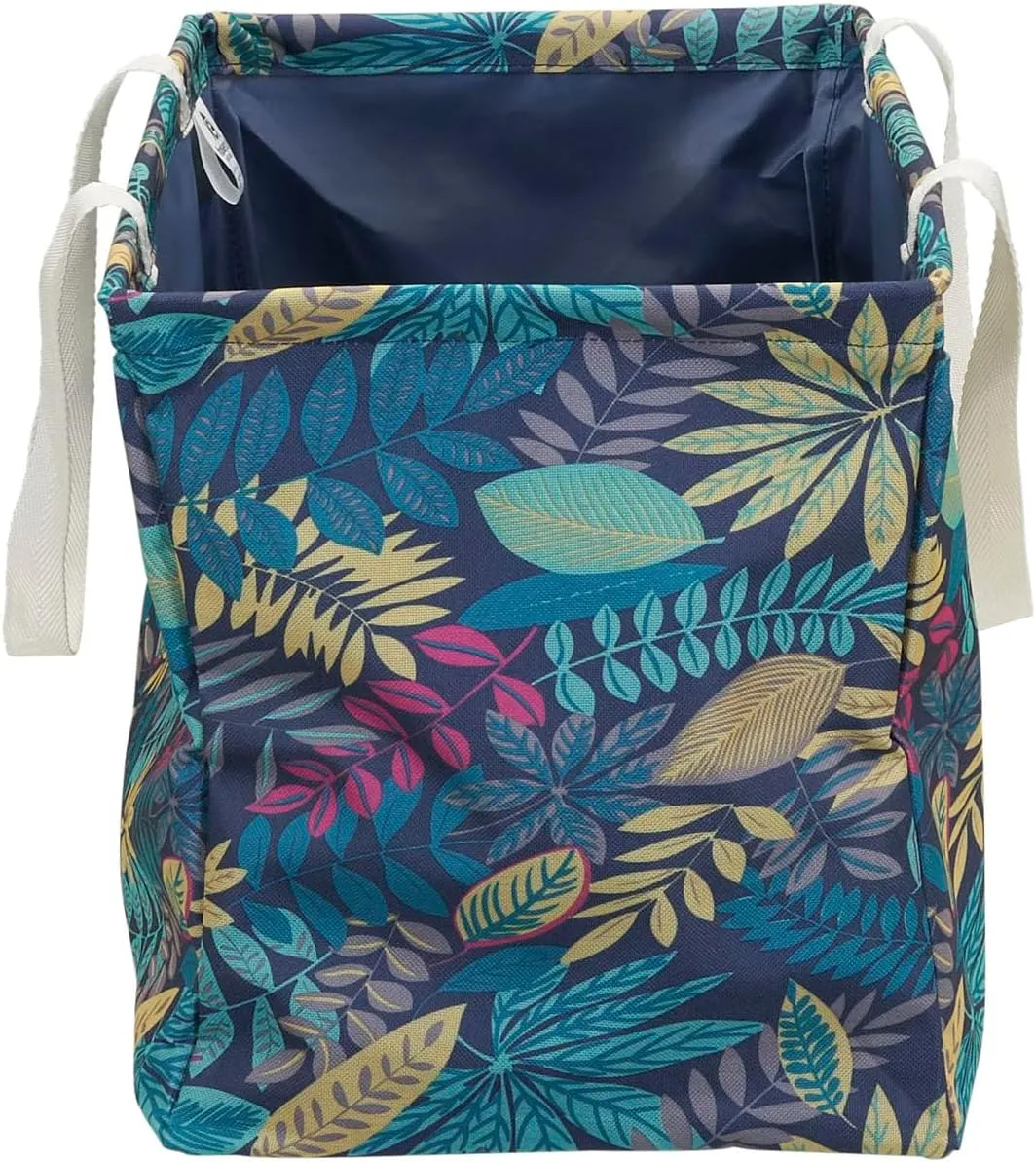 Household Essentials Krush Container All-Purpose Utility Tote, Water-Resistant Vinyl Lining, Leaf Pattern