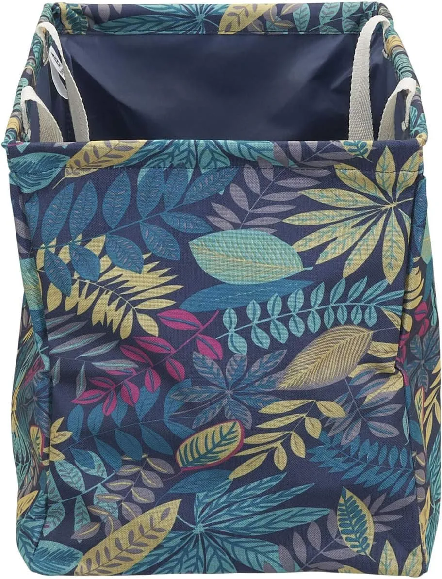 Household Essentials Krush Container All-Purpose Utility Tote, Water-Resistant Vinyl Lining, Leaf Pattern