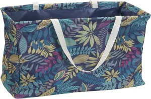 Household Essentials Krush Container All-Purpose Utility Tote, Water-Resistant Vinyl Lining, Leaf Pattern