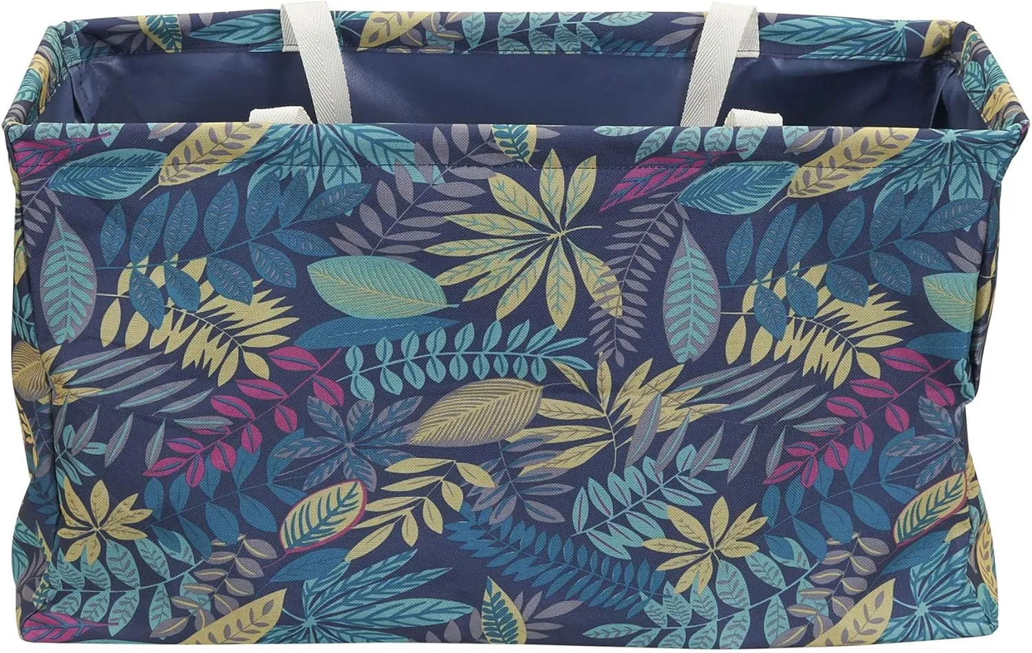 Household Essentials Krush Container All-Purpose Utility Tote, Water-Resistant Vinyl Lining, Leaf Pattern