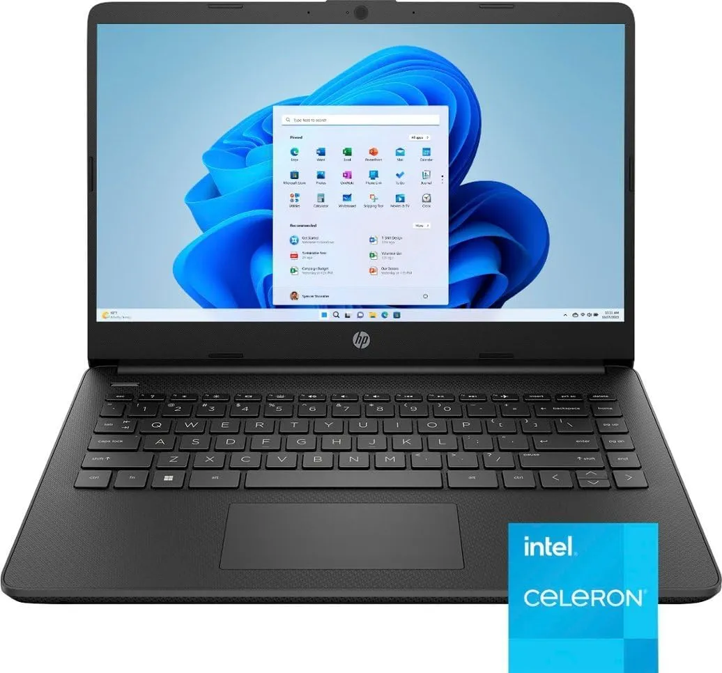 HP 14 Premium HD Portable Laptop Computer Students Business, Quad-Core Intel Celeron Processor, 16GB RAM, 256GB Storage(128GB eMMC 128GB Ghost Manta SD Card), 1 Year Office 365, HDMI, Win 11