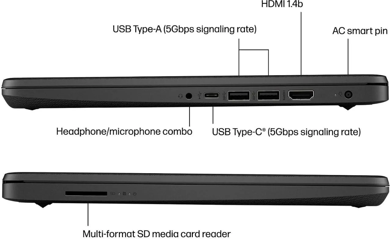 HP 14 Premium HD Portable Laptop Computer Students Business, Quad-Core Intel Celeron Processor, 16GB RAM, 256GB Storage(128GB eMMC 128GB Ghost Manta SD Card), 1 Year Office 365, HDMI, Win 11