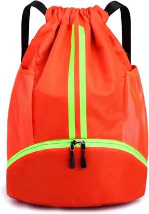 HUA ANGEL Waterproof Drawstring Backpack Lightweight Nylon Gym Bag with Shoe Compartment for Travel Swimming Sports Outdoor