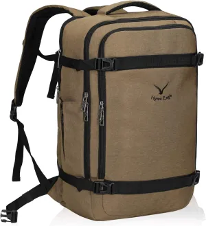 Hynes Eagle 44L Travel Backpack Airline Approved Carry on Backpack Weekender Bag for Women Men, Brown