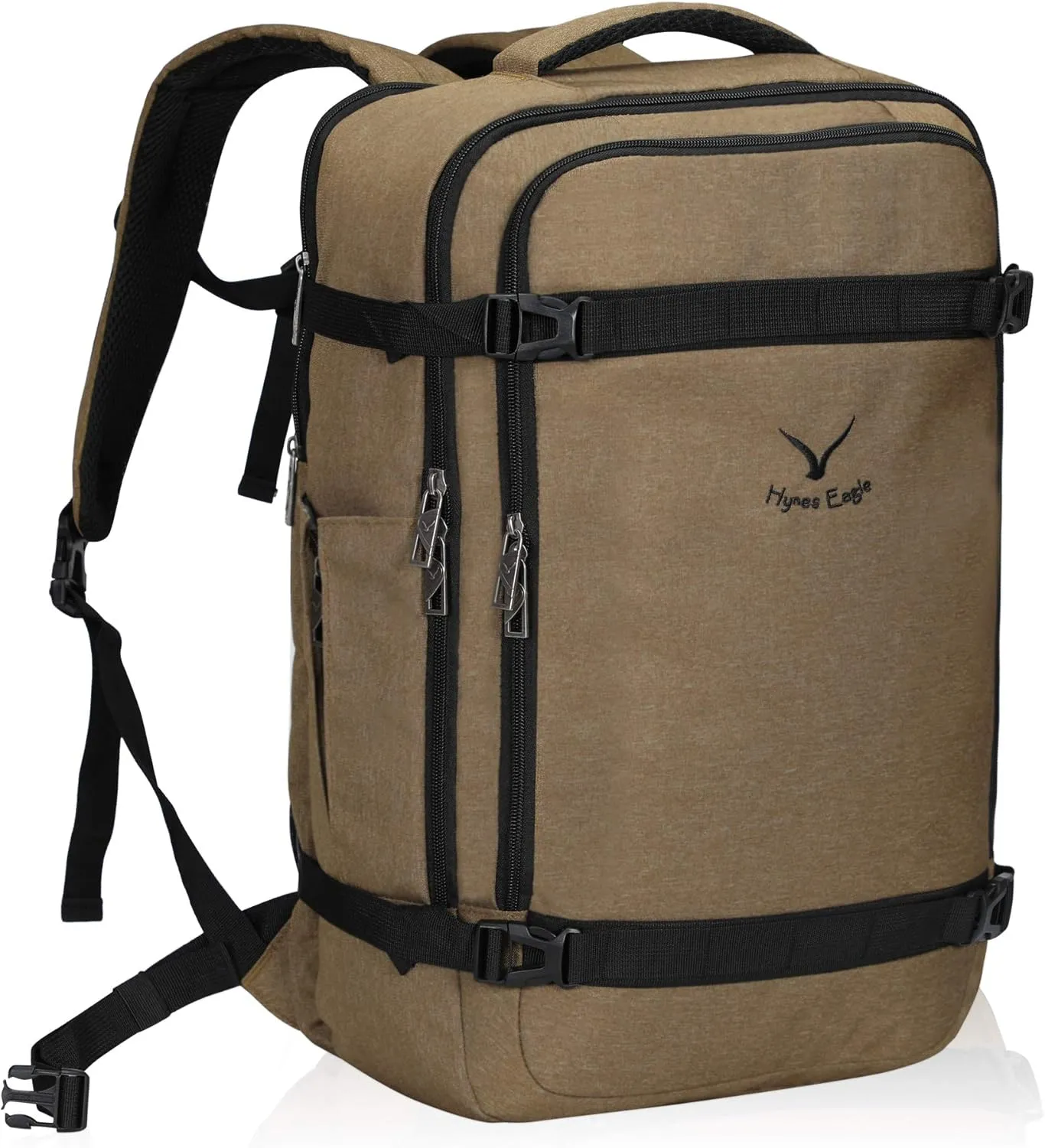Hynes Eagle 44L Travel Backpack Airline Approved Carry on Backpack Weekender Bag for Women Men, Brown