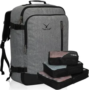Hynes Eagle Carry on Backpack 38L Large Travel Backpack for Women Flight Approved Weekender Bag Laptop Backpack Men 15 inches Black Grey with 3PCS Packing Cubes Set Black