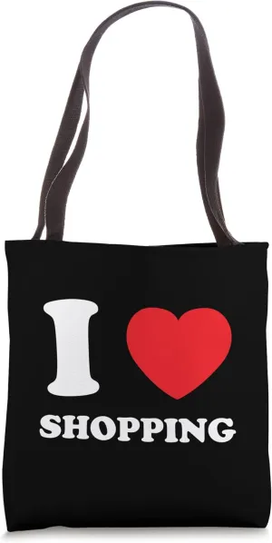 I Love Heart Shopping Shoes Dresses Clothes Handbag Purse Tote Bag