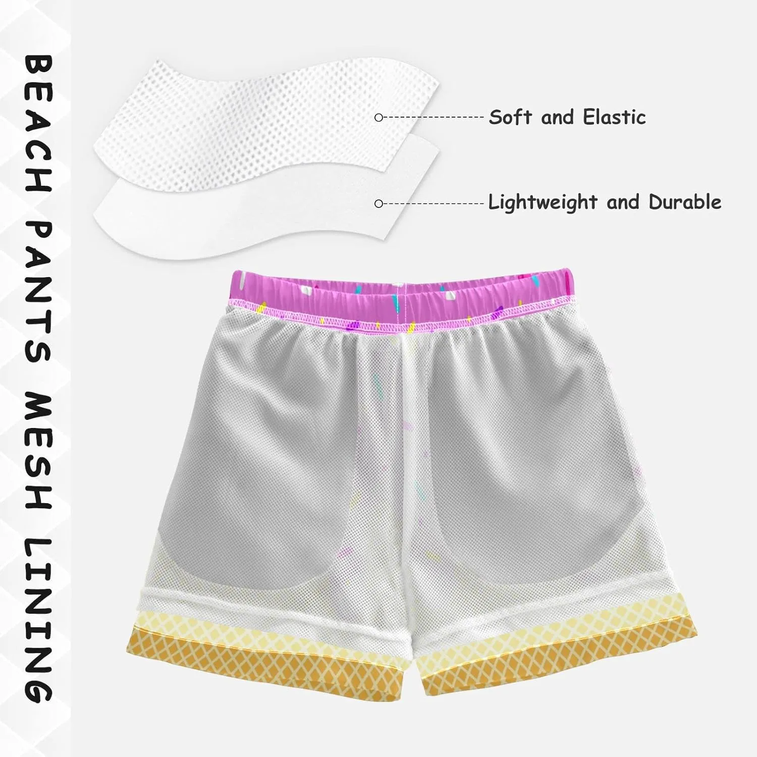 Ice Cream Boy Swim Trunks Waffle Or Cone Quick Dry Bathing Suit Swimsuit,Toddler Beach Board Shorts 2-16Years