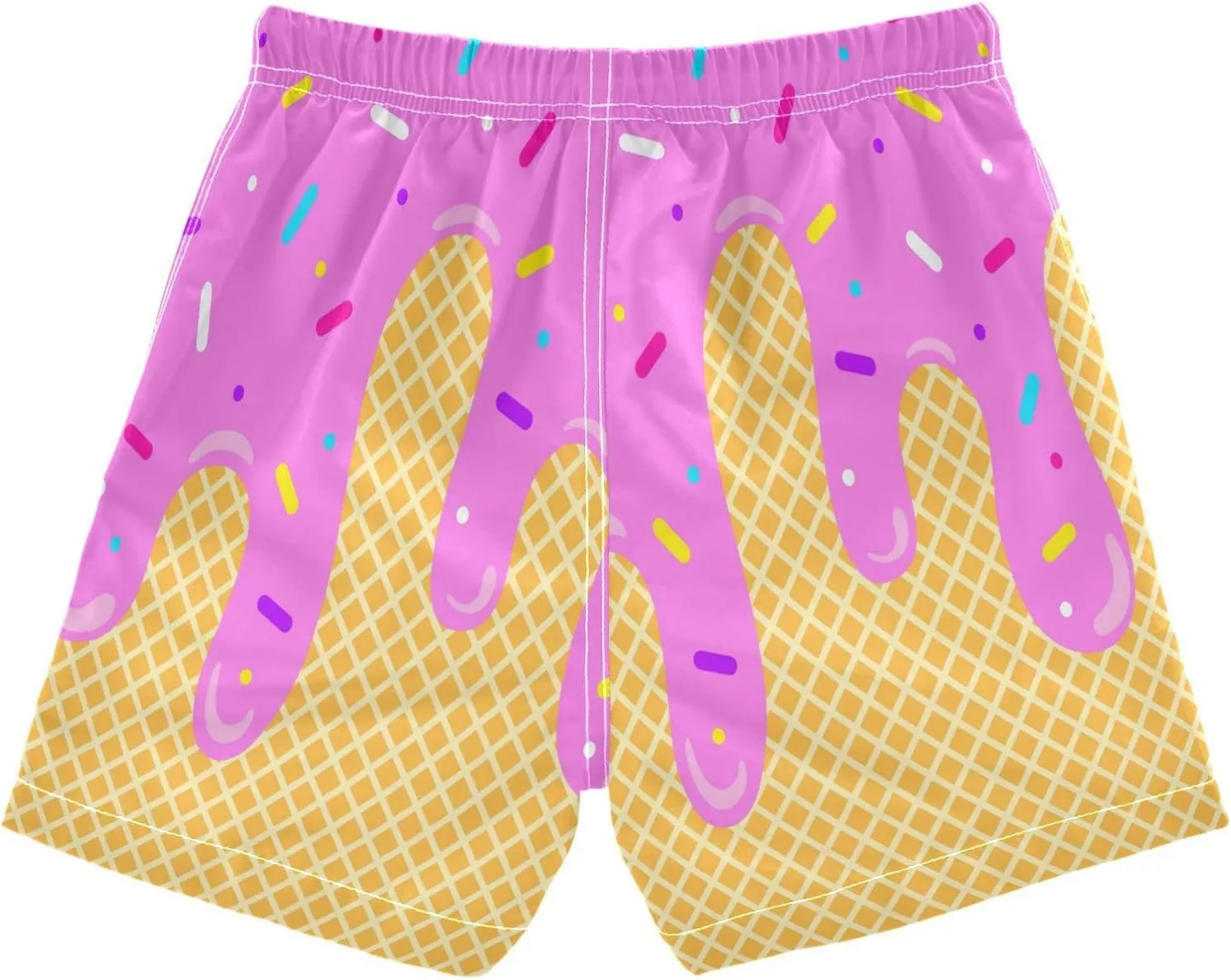 Ice Cream Boy Swim Trunks Waffle Or Cone Quick Dry Bathing Suit Swimsuit,Toddler Beach Board Shorts 2-16Years