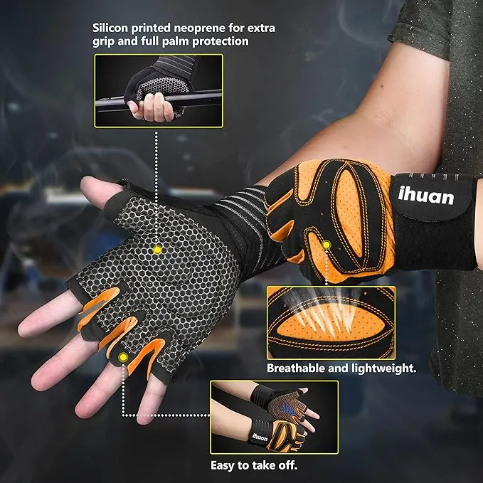 ihuan Ventilated Weight Lifting Gym Workout Gloves