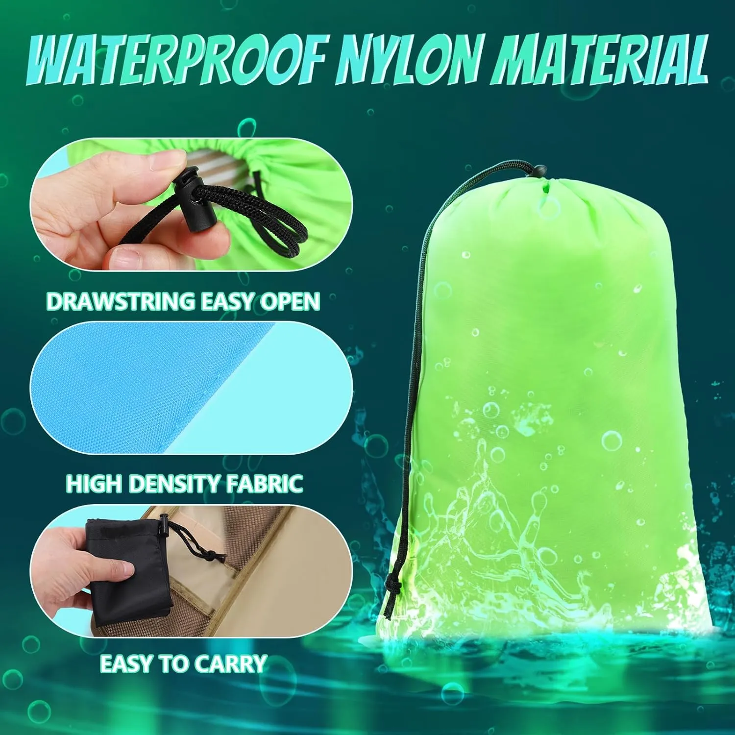 iMucci Upgrade Waterproof Drawstring Bag Sack Nylon Bag Ditty Bag for Gym Traveling, Hiking, Yoga, Shopping
