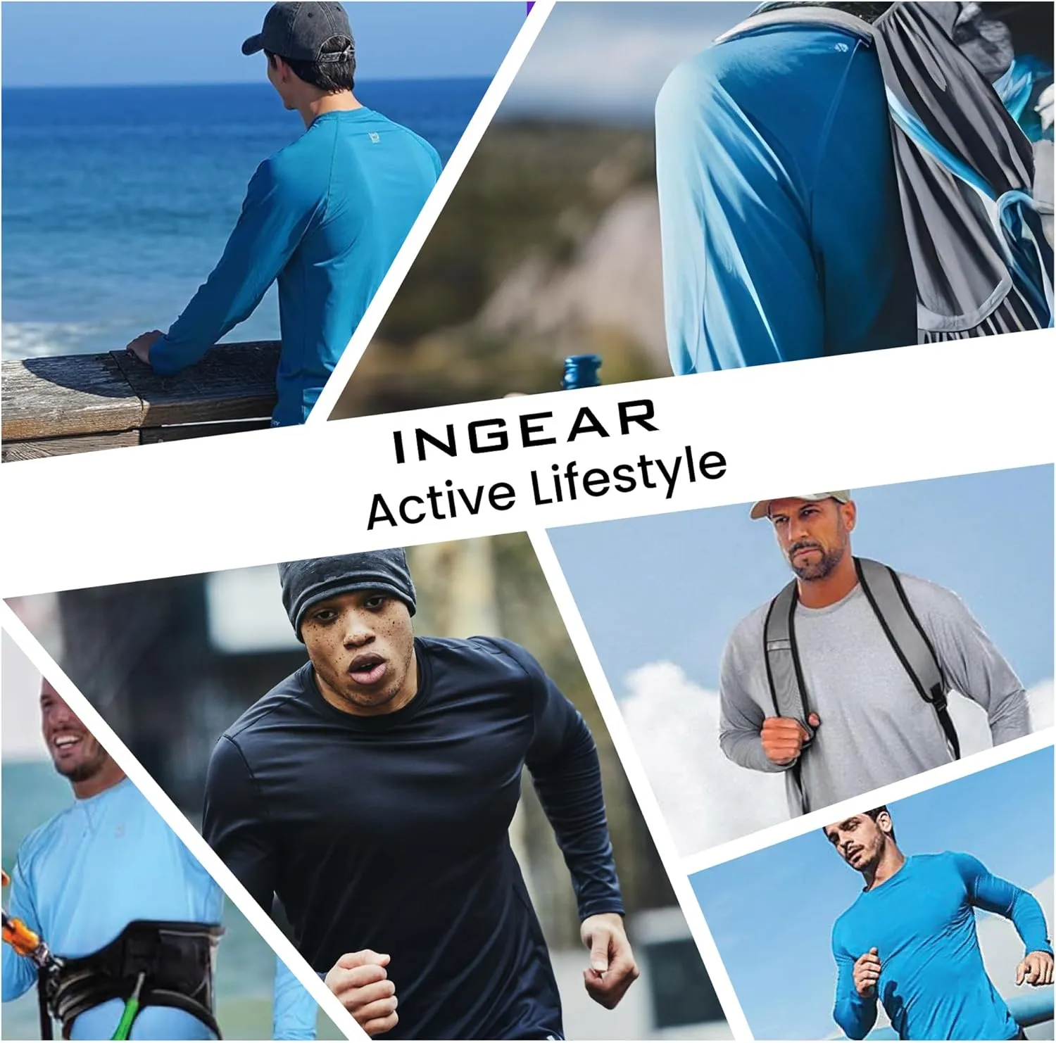 INGEAR Swim Shirts for Men UPF50  Sun Protection Shirts Mens Long Sleeve Mens Rash Guard