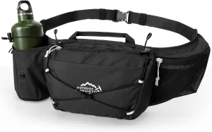 INOXTO Slim Running Belt Fanny Pack for Women and Men Sports Waist Bag Pack for Running Walking Cycling Hiking Reflective Running Pouch Belt for All Phones (Black)