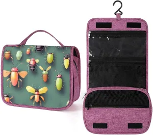 Insect Atlas Toiletry Bag Waterproof Makeup Bag with Hanging Hook Cosmetic Bags for Women Travel Essentials