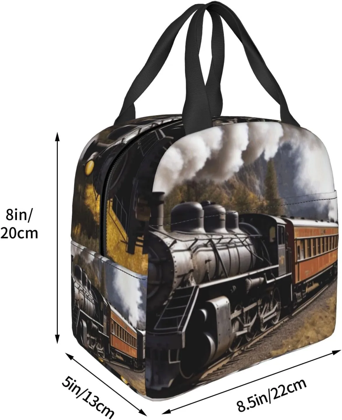 Insulated Lunch Bag for Women Men Steam Locomotive Train_76680229 Lunch Box Reusable Lunch Tote Bag for Work Picnic Travel
