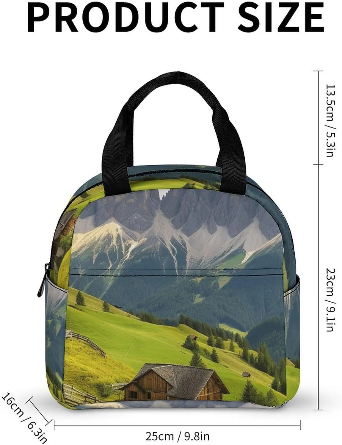 Insulated Lunch Bag Lunch Box for Woman Man Surrounded by Mountains Lunchbox Lunch Tote Bag for Work