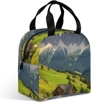 Insulated Lunch Bag Lunch Box for Woman Man Surrounded by Mountains Lunchbox Lunch Tote Bag for Work