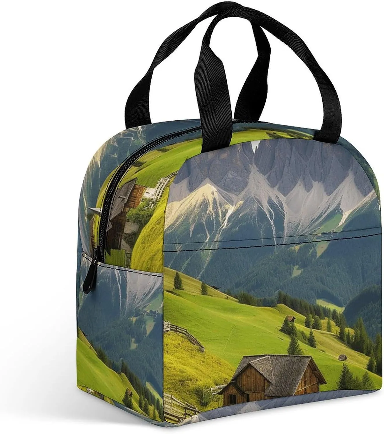 Insulated Lunch Bag Lunch Box for Woman Man Surrounded by Mountains Lunchbox Lunch Tote Bag for Work