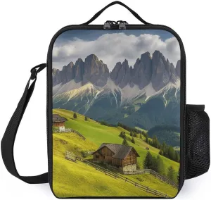 Insulated Lunch Bag Lunch Box for Woman Man Surrounded by Mountains Lunchbox Lunch Tote Bag for Work
