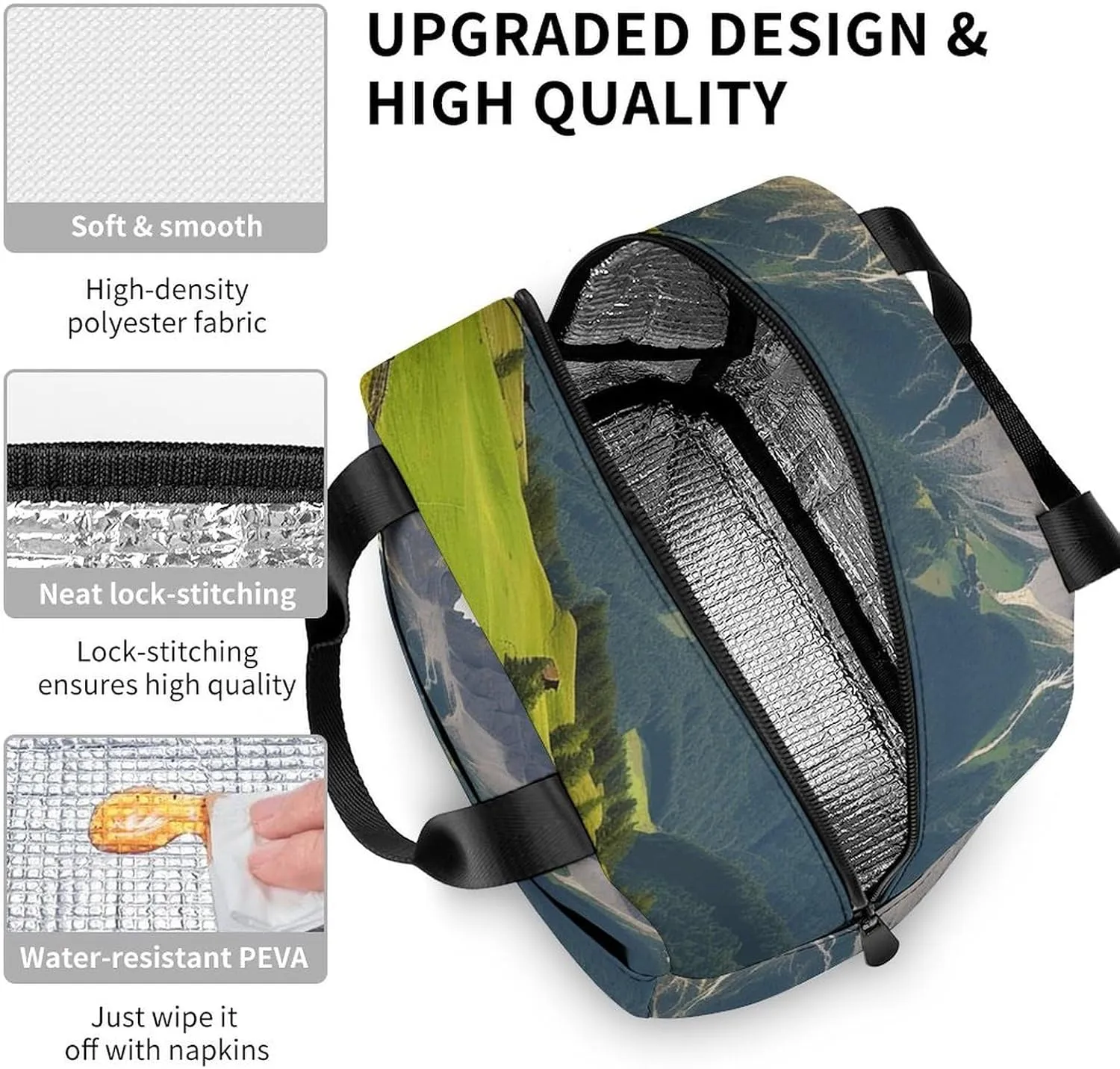 Insulated Lunch Bag Lunch Box for Woman Man Surrounded by Mountains Lunchbox Lunch Tote Bag for Work