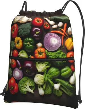 Introduction Of Various Vegetables Drawstring Backpack String Bag Sackpack Cinch For Gym Shopping Sport Yoga