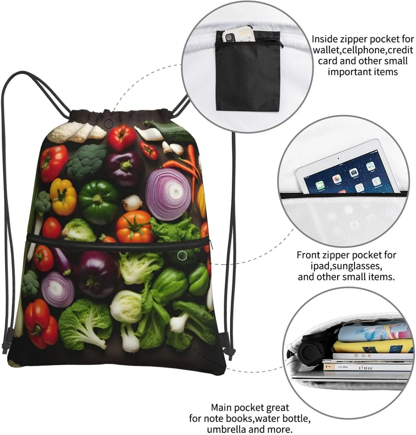 Introduction Of Various Vegetables Drawstring Backpack String Bag Sackpack Cinch For Gym Shopping Sport Yoga