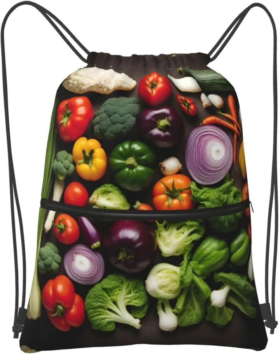Introduction Of Various Vegetables Drawstring Backpack String Bag Sackpack Cinch For Gym Shopping Sport Yoga