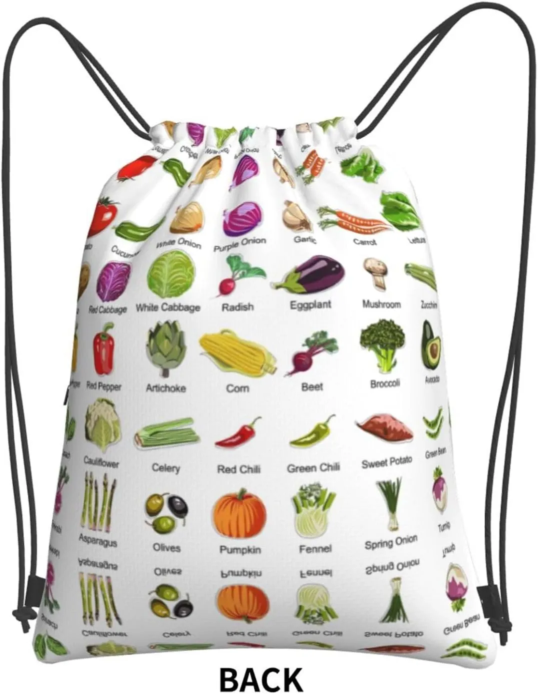 Introduction Of Various Vegetables Drawstring Gym Bag Sports String Backpack For Beach Picnic, Family Outing