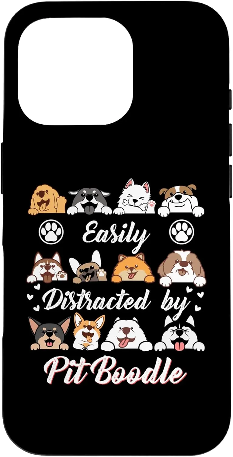 iPhone 16 Pro Easily Distracted by Pit Boodle Pitbull Poodle mix Funny Case