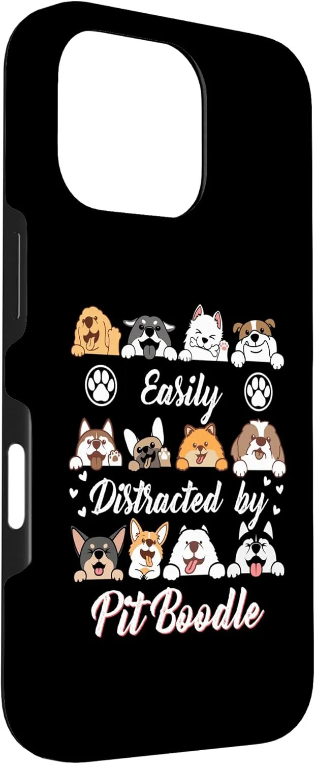 iPhone 16 Pro Easily Distracted by Pit Boodle Pitbull Poodle mix Funny Case