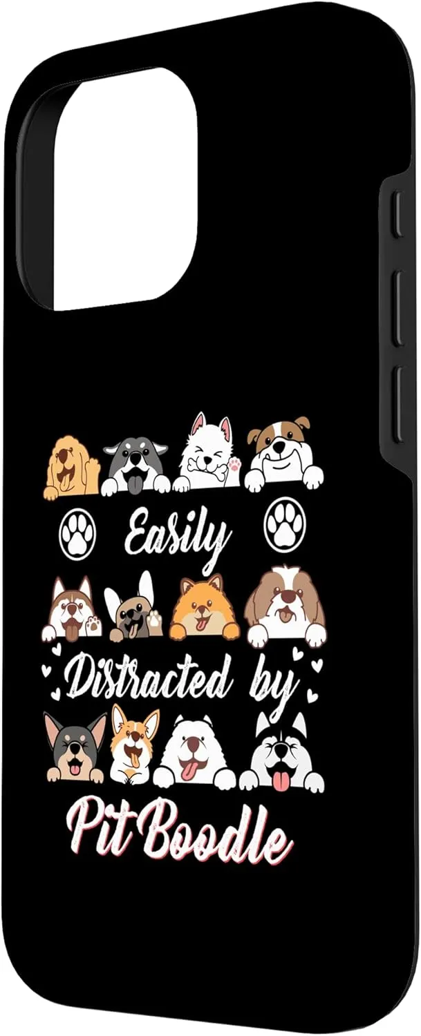 iPhone 16 Pro Easily Distracted by Pit Boodle Pitbull Poodle mix Funny Case