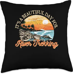 Its a Beautiful Day for River Trekking River Climbing Funny Throw Pillow