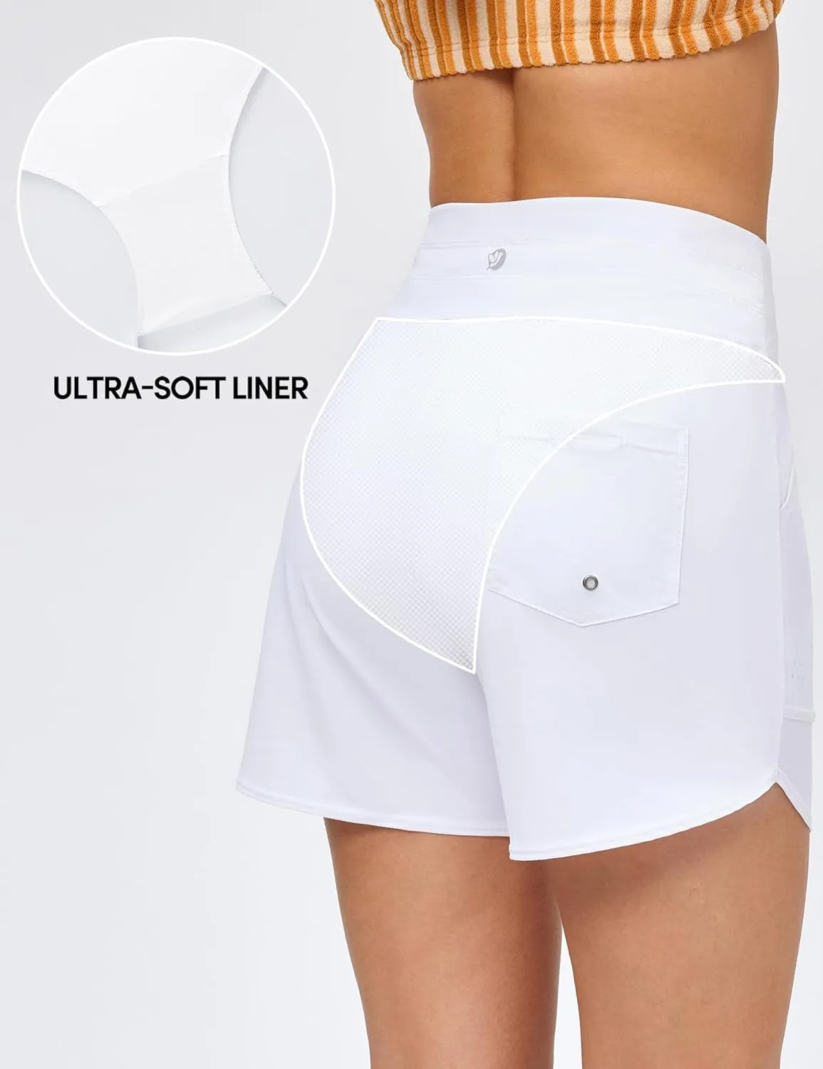 IUGA Womens 5" Swim Board Shorts Stretchy High Waisted Beach Shorts for Women Quick Dry UPF 50  Swimsuit Bottoms with Liner