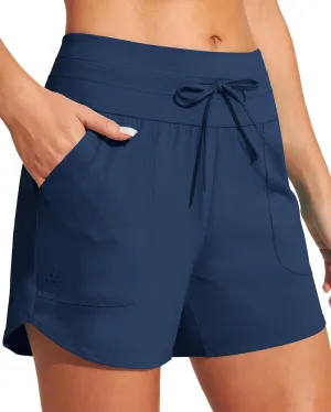 IUGA Womens 5" Swim Board Shorts Stretchy High Waisted Beach Shorts for Women Quick Dry UPF 50  Swimsuit Bottoms with Liner