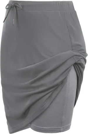 JACK SMITH Women's Stretchy Knee Length Skirts Athletic Skorts for Woman Drawstring Waist with Mesh Shorts Pockets