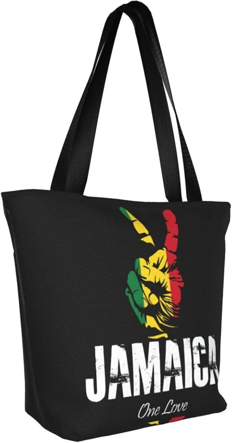 Jamaican Flag Rasta Reggae Judah Lion Women's Tote Bag Shoulder Bag Shopping Handbag Large Capacity Handbag